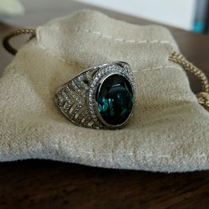 Size 6 Emerald and silver ring